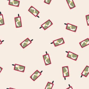 Seamless pattern outdoor handheld gps cartoon vector Illustrazione stock