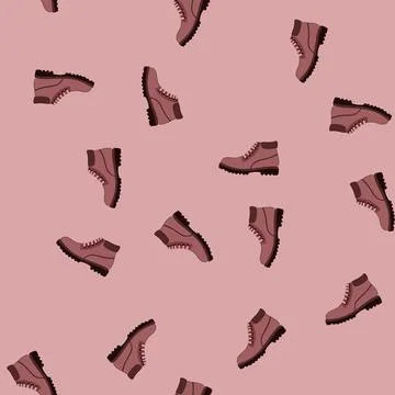 Seamless pattern outdoor hiking boots male cartoon vector Stock Illustration