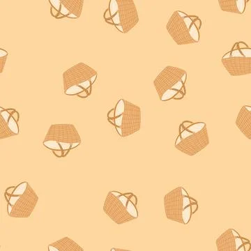 Seamless pattern outdoor picnic basket cartoon vector Illustration