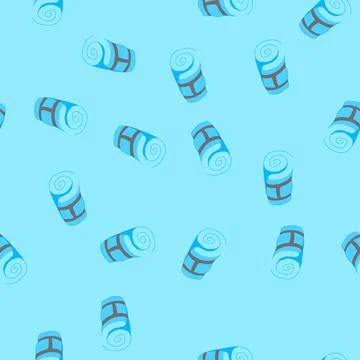 Seamless pattern outdoor sleeping pad cartoon vector Stock Illustration