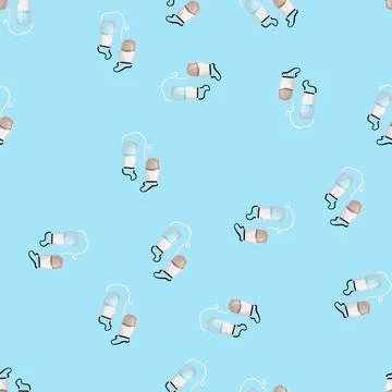 Seamless pattern outdoor water filter cartoon vector Stock Illustration