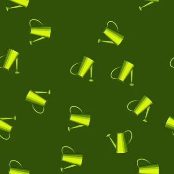 Seamless pattern outdoor watering can metal cartoon vector Stock Illustration