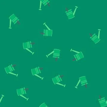 Seamless pattern outdoor watering can metal cartoon vector Stock Illustration