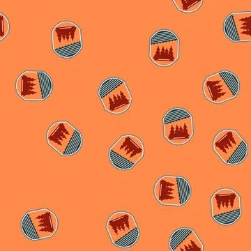 Seamless pattern outdoors retro forest badge cartoon vector Illustrazione stock