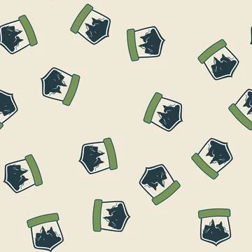 Seamless pattern outdoors retro mountains badge cartoon vector Stock Illustration