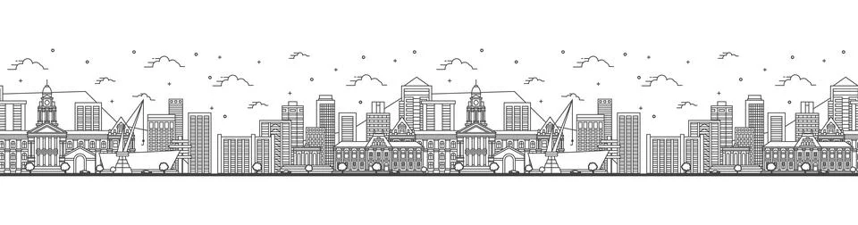 Seamless pattern with outline Cape Town South Africa City Skyline with Mode.. 库存插图