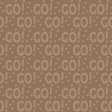 Seamless Pattern of outline coffee beans make letters Go Coffee grains Backdrop イラスト素材