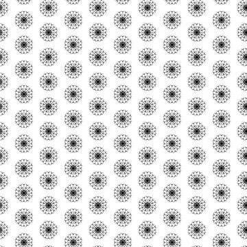 Seamless pattern of Outline drawing abstract snowflakes. Vector repeat texture Illustrazione stock