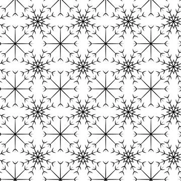 Seamless pattern of Outline drawing abstract snowflakes. Background. Vector 스톡 일러스트