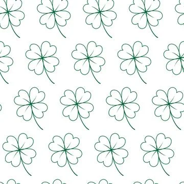 Seamless pattern of Outline four leaf clover. Design concept St. Patrick Stock Illustration