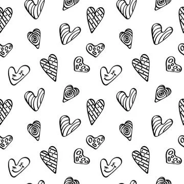 Seamless pattern with outline heart shapes Stock Illustration