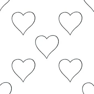 Seamless pattern with outline heart sign Illustrazione stock