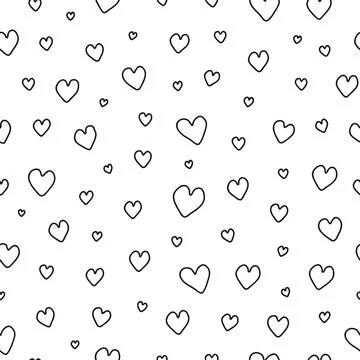 Seamless pattern with outline hearts. Stock Illustration