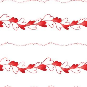 Seamless pattern with outline of hearts on white background. Stock Illustration