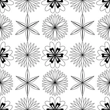 Seamless pattern. Outline images flowers. Minimalistic illustration. Illustrazione stock