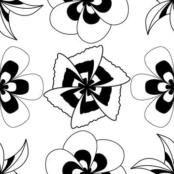 Seamless pattern. Outline images flowers. Minimalistic illustration. Stock Illustration