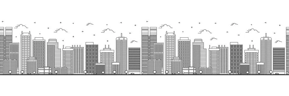 Seamless pattern with outline Perth Australia City Skyline with Modern Buil.. Stock Illustration