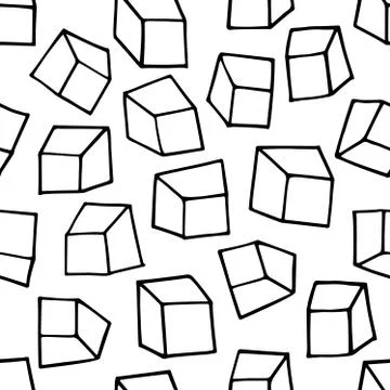 Seamless pattern with outline squares. Vector illustration. Stock Illustration