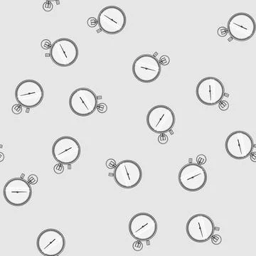 Seamless pattern outline stopwatch cartoon vector Stock Illustration