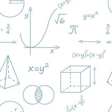 Seamless pattern outline style Math science courses icons online education co Stock Illustration