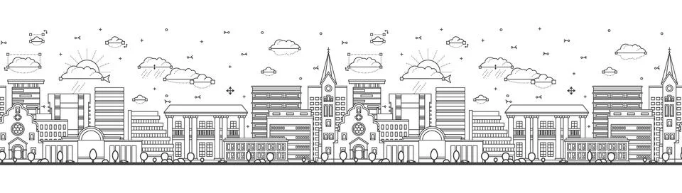Seamless pattern with Outline Windhoek Namibia City Skyline with Modern and.. 库存插图