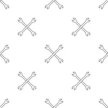 Seamless pattern with outline wrench icon. Spanner key. Repair symbol. Vector Illustrazione stock