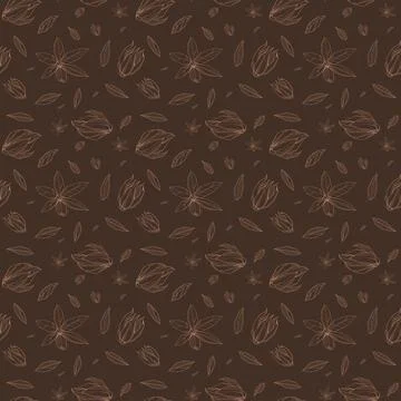 Seamless pattern with Outlined hand drawind geometrical blossoming flower. Ylang Stock Illustration