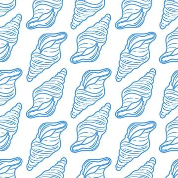 A seamless pattern of outlined shells that elegantly showcases the exquisit.. Stock Illustration