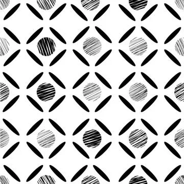 Seamless Pattern Oval and Circle with Streak Fill In for Background, Paper Wr Stock Illustration