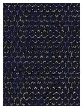 Seamless pattern with overlapping circles in dark blue and yellow line shapes Illustrazione stock