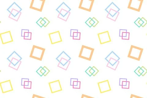 Seamless Pattern of Overlapping Colorful Geometric Squares on White Backgroun Stock Illustration