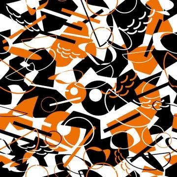 Seamless pattern with overlapping colorful organic shapes Stock Illustration