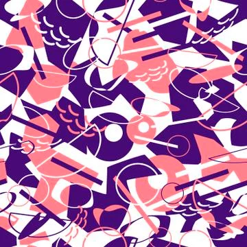 Seamless pattern with overlapping colorful organic shapes Stock Illustration
