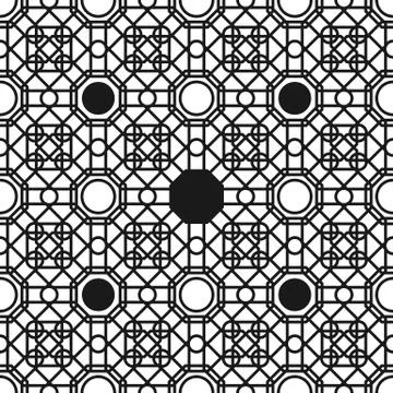 Seamless pattern with overlapping geometric shapes forming abstract ornament Illustrazione stock