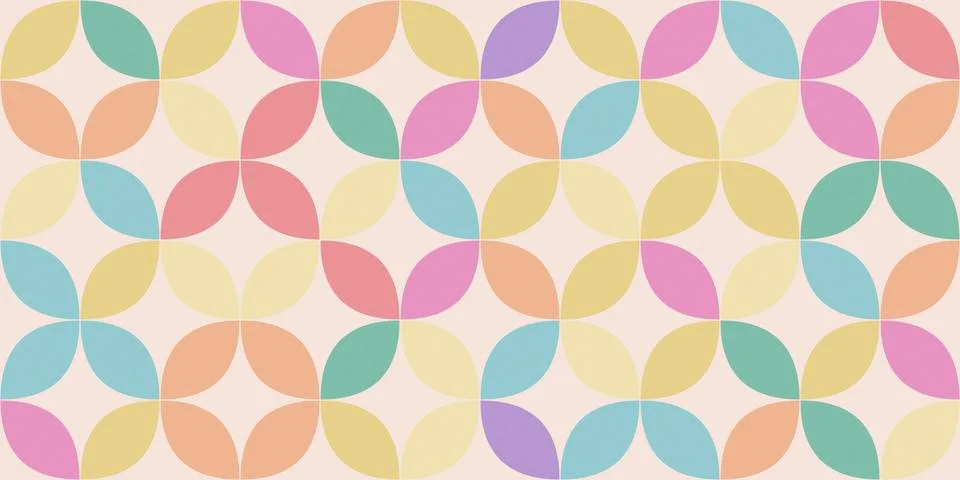 Seamless pattern of overlapping leaf-like shapes in soft pastels, creating .. 스톡 일러스트