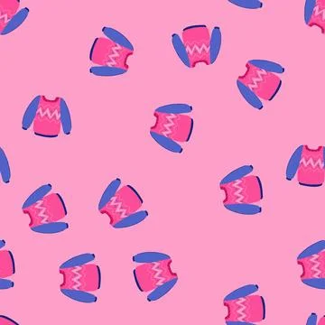 Seamless pattern oversized winter sweater cozy cartoon vector Stock Illustration