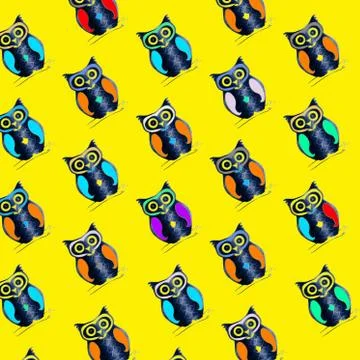 Seamless pattern of owl Stock Illustration