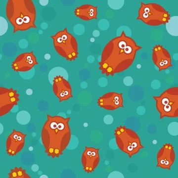 Seamless pattern with owls and circles Illustrazione stock