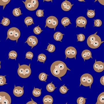 Seamless pattern of owls head. Stock Illustration