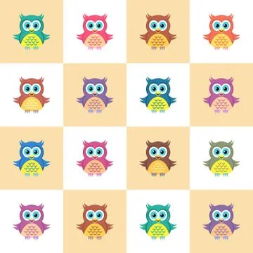 Seamless pattern with owls Illustrazione stock