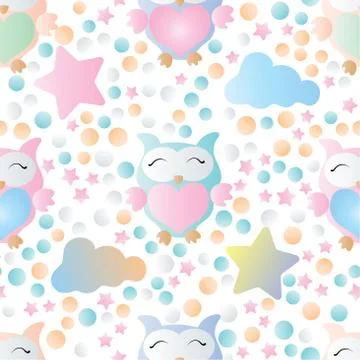 Seamless pattern with owls Stock Illustration