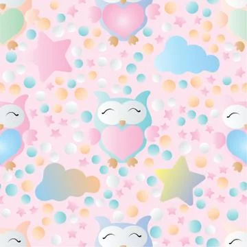 Seamless pattern with owls Stock Illustration