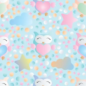 Seamless pattern with owls Stock Illustration