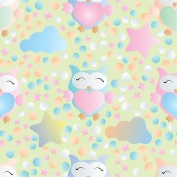 Seamless pattern with owls Stock Illustration
