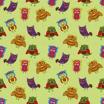 Seamless pattern with owls Stock Illustration