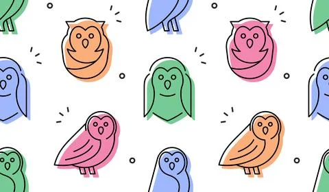 Seamless pattern with Owls Stock Illustration