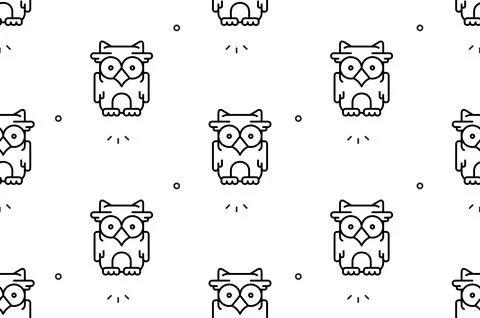 Seamless pattern with Owls Stock Illustration