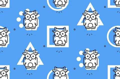 Seamless pattern with Owls Stock Illustration