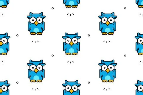Seamless pattern with Owls Stock Illustration