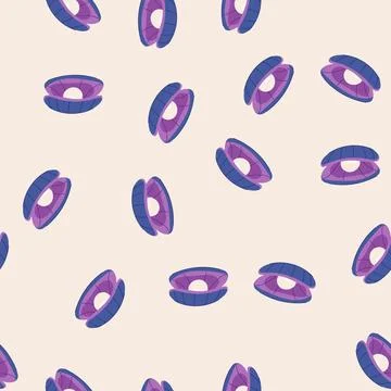 Seamless pattern oyster shell pearl cartoon vector イラスト素材